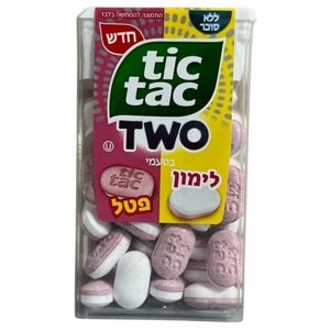 טיק טק ענק TWO בטעמי לימון ופטל (Tic Tac TWO – Lemon & Raspberry) – ללא סוכר 40גרם טיק טק ענק TWO בטעמי לימון ופטל (Tic Tac TWO – Lemon & Raspberry) – ללא סוכר 40גרם